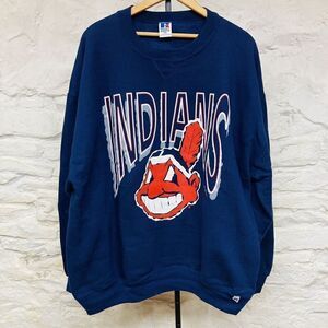 Vtg 90s Russell Athletic Cleveland Indians  Sweatshirt 2XL Big Chief Wahoo USA